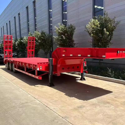 3axles Container Flatbed Trailer 20-60 Feet Flatbed Semi-Trailer with 28t Landing Leg