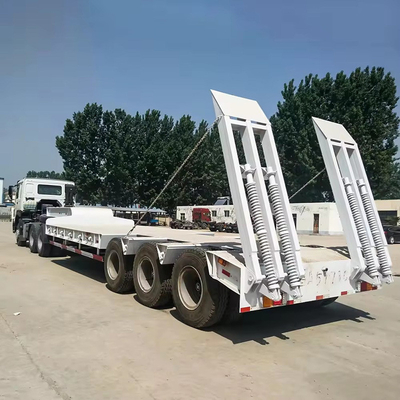 Two Speed Landing Leg Flatbed Lowbed Semitrailer for Africa Market 13m 3 Axles Used