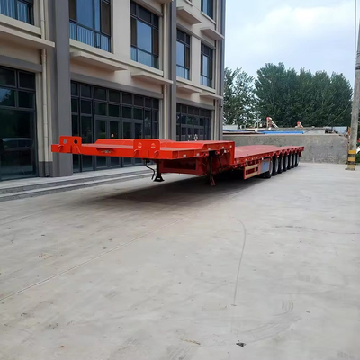 Two Speed Landing Leg Flatbed Lowbed Semitrailer for Africa Market 13m 3 Axles Used