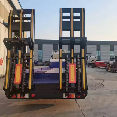 10 Tire Number Heavy Duty 3 Axles Lowboy Trailer 60 80 100 Tons Low Bed Semi Truck Trailer