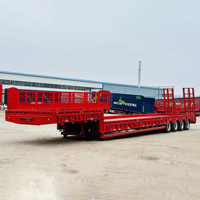 10 Tire Number Heavy Duty 3 Axles Lowboy Trailer 60 80 100 Tons Low Bed Semi Truck Trailer