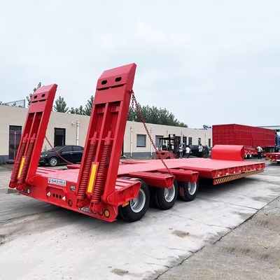 2.3 Axle Number Iron Large Loading Capacity Low Bed Trailer with Hydraulic Folding Ladder