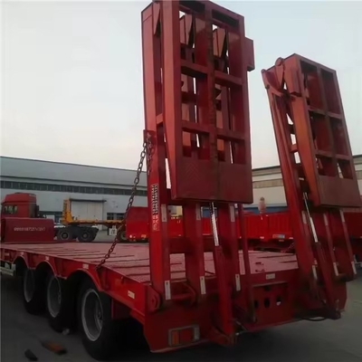 2.3 Axle Number Iron Large Loading Capacity Low Bed Trailer with Hydraulic Folding Ladder