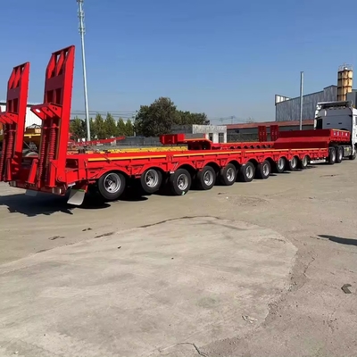 Low Bed Trailers 3 Axles 1820mm Tread Suitable for Heavy Big Equipment Transportation