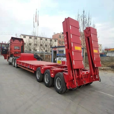 Low Truck 20FT Flat Bed 40 FT 40 Feet 40FT Container Flatbed Trailer 28t Landing Leg