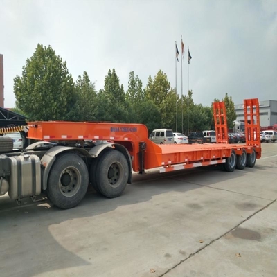 60tons Low Bed Semi Trailer Dimensions Semi Flatbed Trailer Axle Made in Tread 1820mm