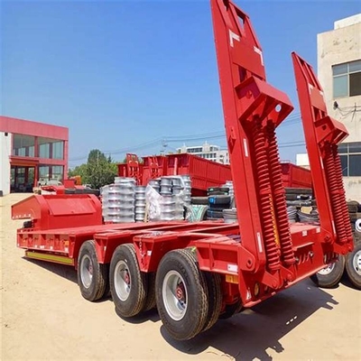Customization 3 Axles Excavator Transport 60ton Used Lowbed Semi Trailers with 13t Axle