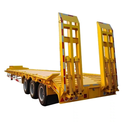 3/4/5 Axle Low Bed Loader Flat Gooseneck Flat Deck Ramp Hydraulic Ladder Retractable Half Pleat Trailer for Loading