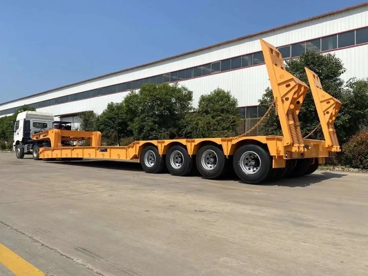 3/4/5 Axle Low Bed Loader Flat Gooseneck Flat Deck Ramp Hydraulic Ladder Retractable Half Pleat Trailer for Loading