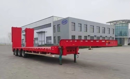 3/4/5 Axle Low Bed Loader Flat Gooseneck Flat Deck Ramp Hydraulic Ladder Retractable Half Pleat Trailer for Loading