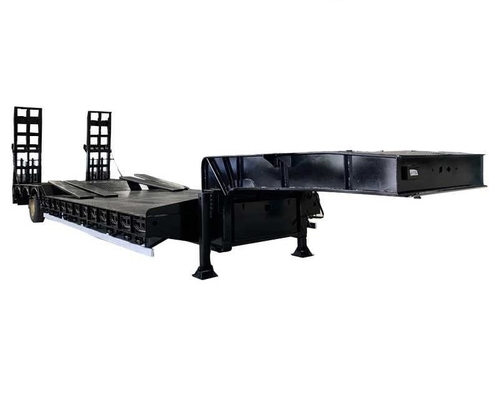 3 Axle 60 Ton Lower Deck Flat Deck Low Bed Semi-Trailer for Heavy Duty Transportation