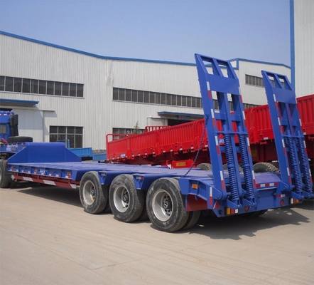 Chinese Sales 3 Axis Low Flat Hook Plate Trailer with ABS Anti-lock Braking System