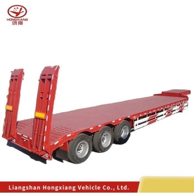 Q345b / T700 Steel Main Beam 3/4 Axle Low Bed Truck Trailer for Heavy Duty Machinery