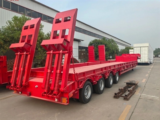 Q345b / T700 Steel Main Beam 3/4 Axle Low Bed Truck Trailer for Heavy Duty Machinery