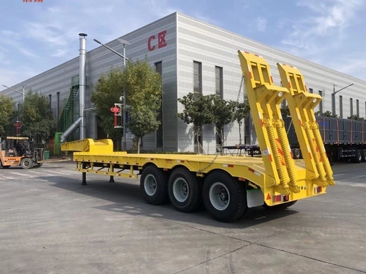 Customization Van-type Low Bed Trailers 3 Axles for Heavy Duty Excavator Transport