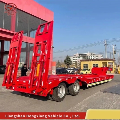2 Axle Gooseneck Detachable Low Loader Truck/Lowbed/Lowboy Low Flat Bed Trailer 10 Ton