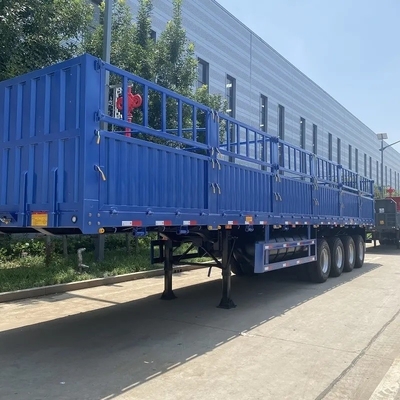 Carbon Steel 3 Axles 13m 40ton Removable Side Wall Fence Cargo Semi Truck Trailer