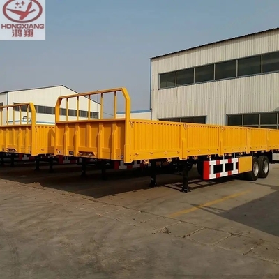 50tons Heavy Duty 3 Axle 13m Cargo Transport Flatbed Trailer with Side Wall and Fence