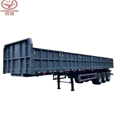 Cross Arm Type 3 Axle Side Tipping Dump Semi Trailer 50/60/70 Tons Hydraulic Cylinder