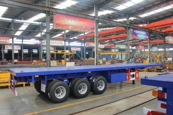 8.12.16 Tire 3/4 Axle 60 Ton Container Transport Flat Deck Truck Trailer Semi-Trailer