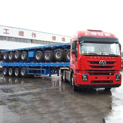 1820mm Tread 4 Axis Flat Semi-Trailer Trailer Transport for Heavy Duty Loads