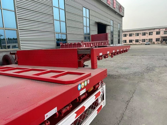 ABS Anti-lock Braking System Steel Pull-out 3-Axis Flat Semi-Trailer for Transportation