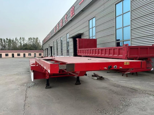ABS Anti-lock Braking System Steel Pull-out 3-Axis Flat Semi-Trailer for Transportation