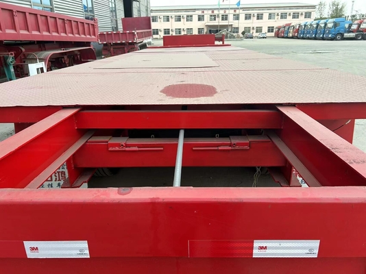 ABS Anti-lock Braking System Steel Pull-out 3-Axis Flat Semi-Trailer for Transportation