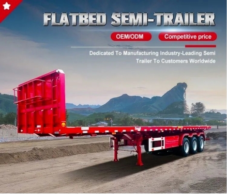 3 Axles 20 Foot Flatbed Carrier Container Semi-Trailer with 60tons Loading Capacity
